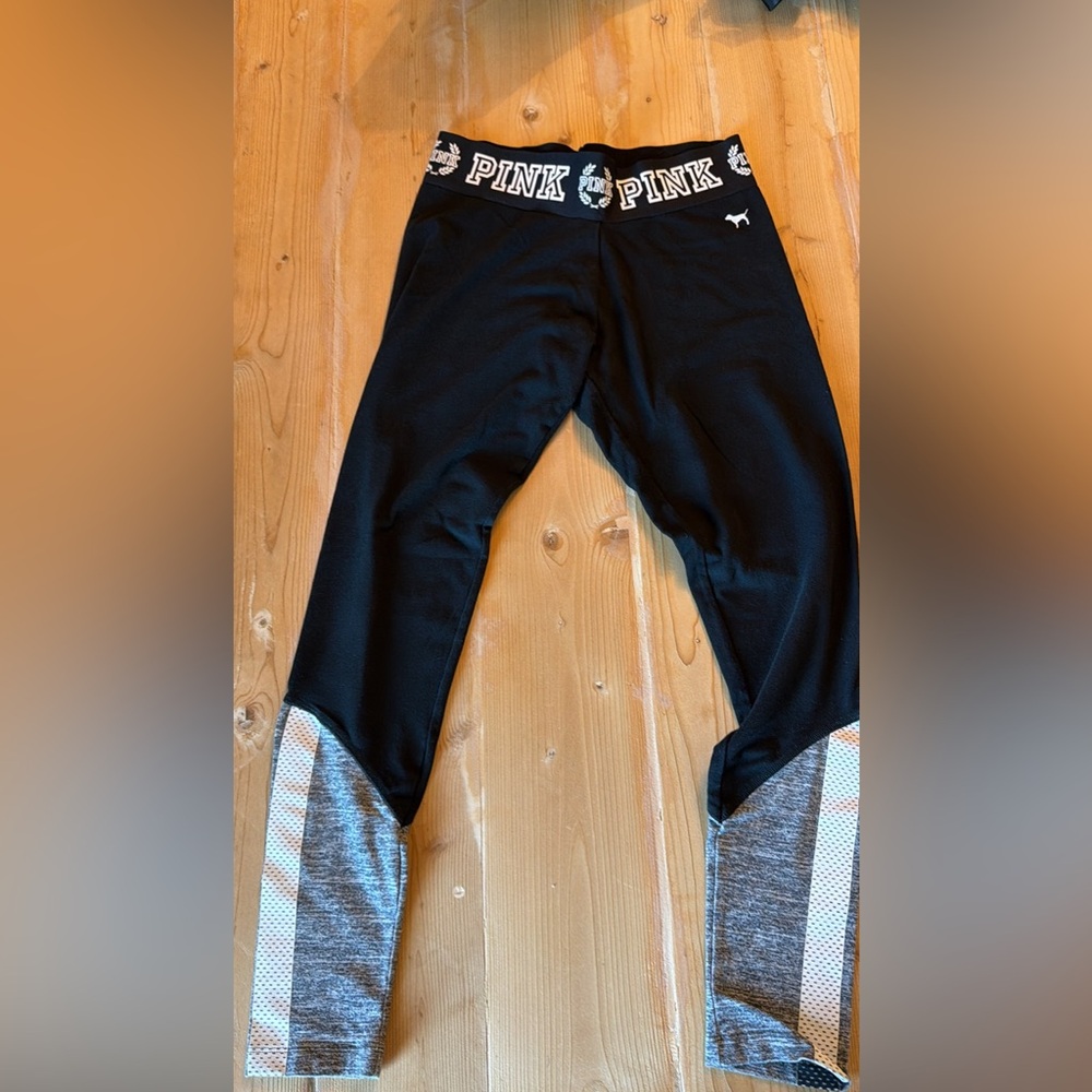Victoria Secret Pink Black and Gray Athletic Leggings